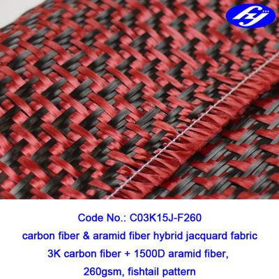 Plane Pattern Woven Aramid Fabric / High Strength Red Carbon Fiber Kevlar Cloth